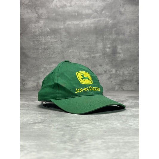 Vintage 90s John Deere Embroidered Logo Snapback Hat OSFA Green