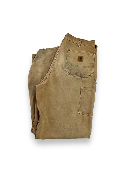 Vintage Carhartt Canvas Workwear Double Knee Carpenter Pants Size 34 B136-BRN