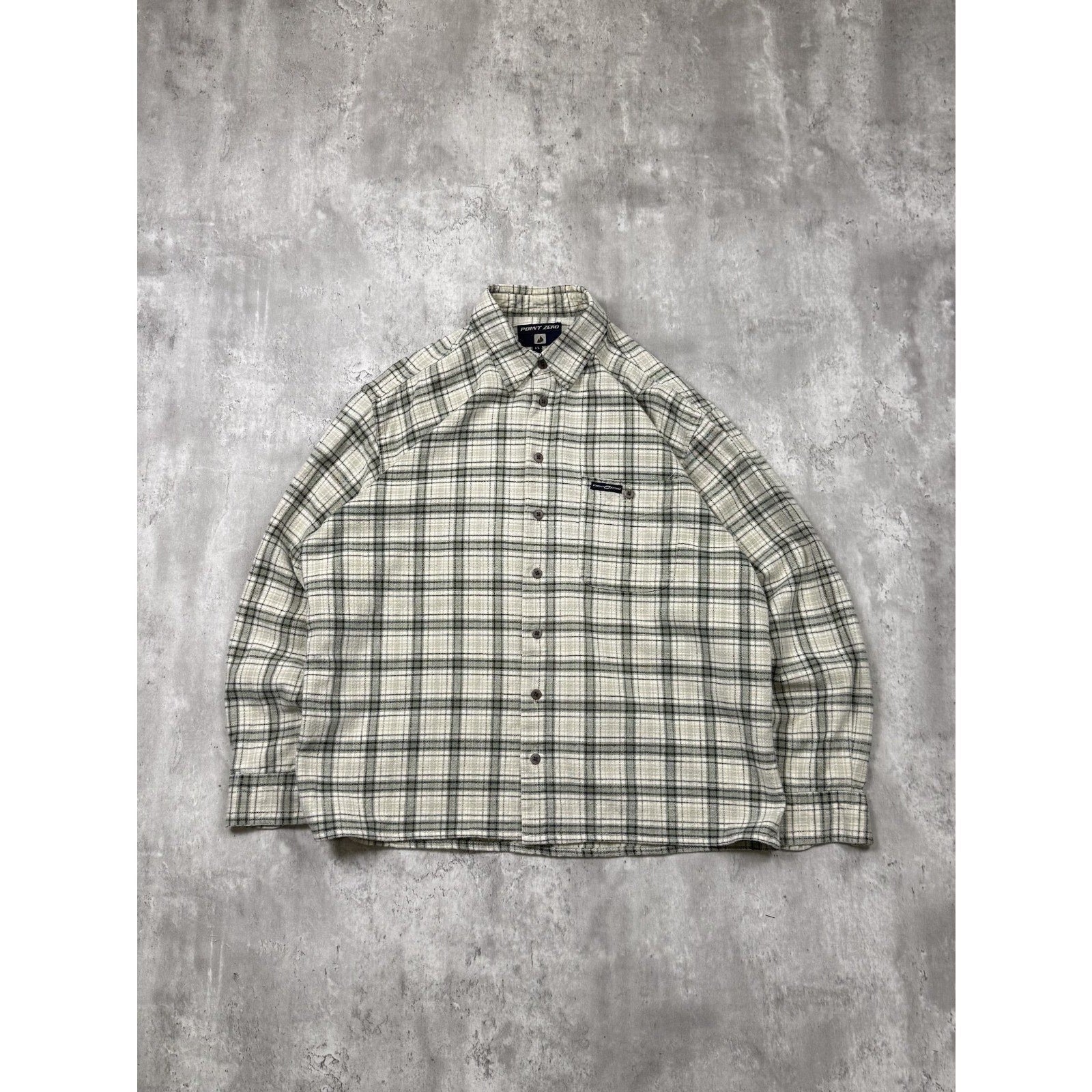 VTG Point Zero Single Pocket Plaid Reworked Cropped Button Up Shirt Size Large
