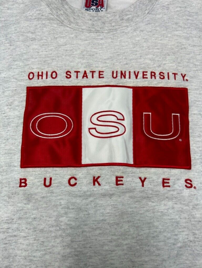 Vintage Ohio State University NCAA Embroidered Spellout Sweatshirt Size Large