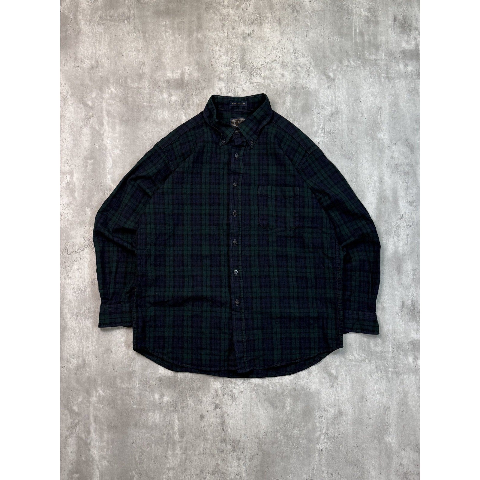 Vintage Pendleton Single Pocket Plaid Print Long Sleeve Button Up Shirt Size XL