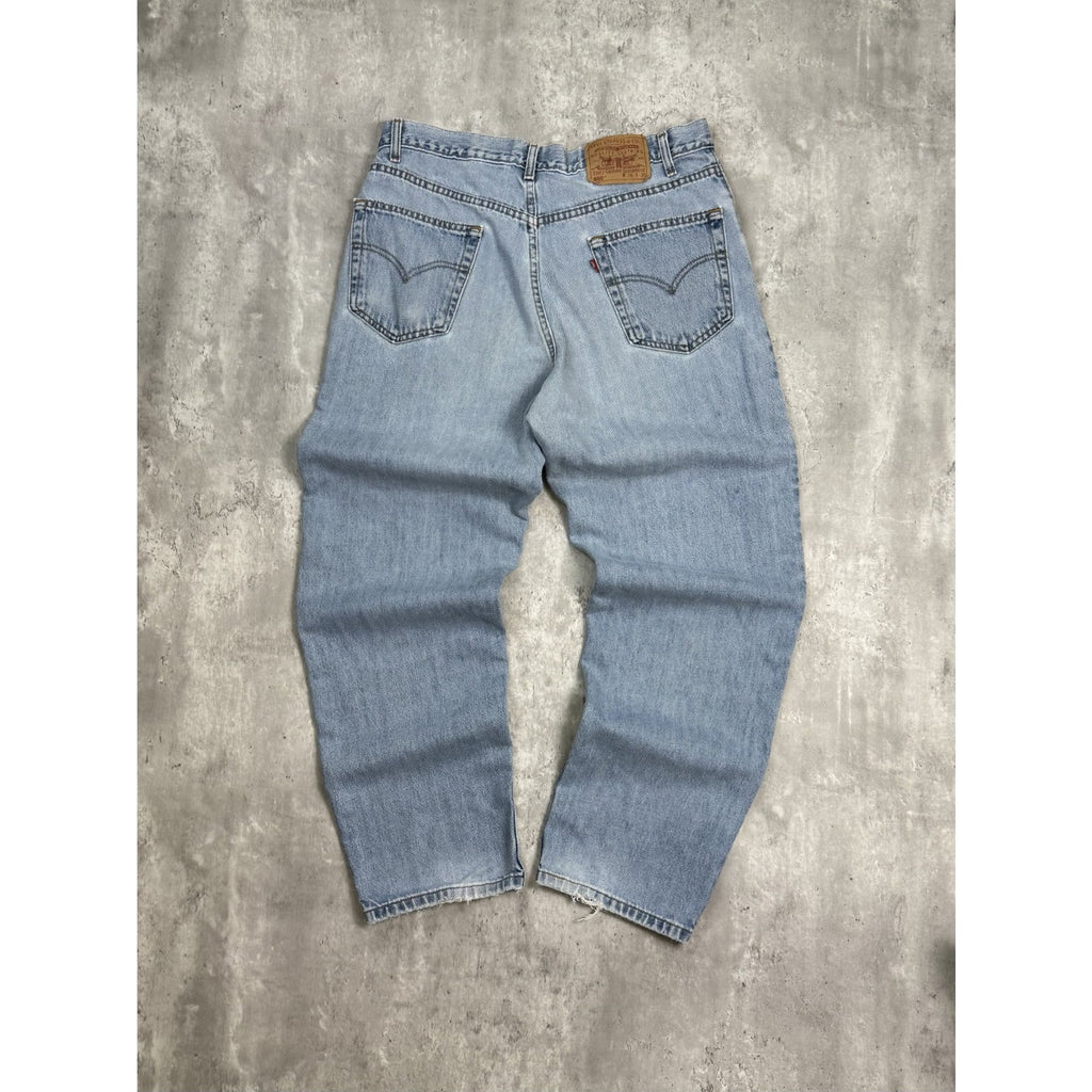 Vintage 90s Levis 550 Red Tab Light Wash Denim Pants Size 35 Blue