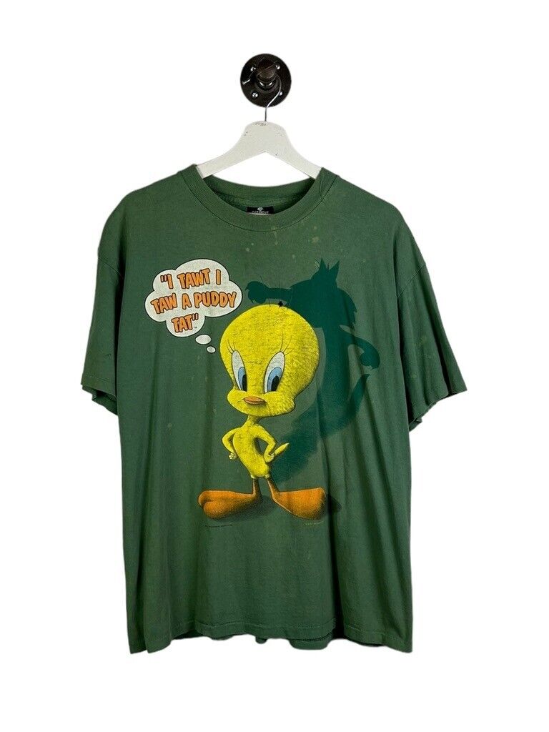 Vintage 1993 Looney Tunes Tweety Bird I Tawt I Taw A Puddy Tat T-Shirt Sz Large