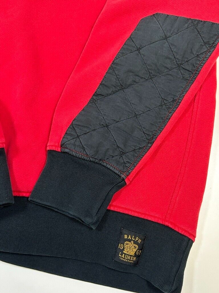 Vintage 90s Polo UK Flag Quilted 1/2 Zip Talon Zipper Sweatshirt Size 2XLT Red
