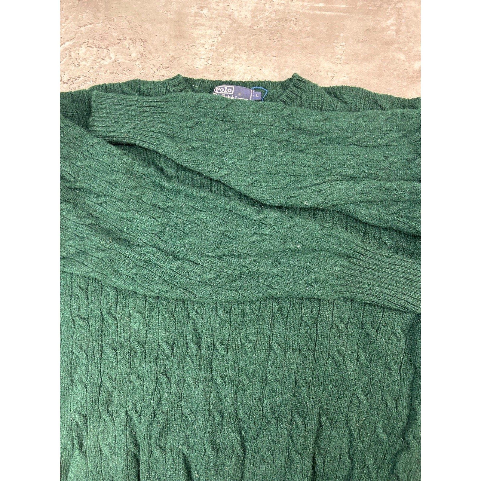 Vintage 90s Polo Ralph Lauren Pullover Cable Knit Sweater Size Large Green