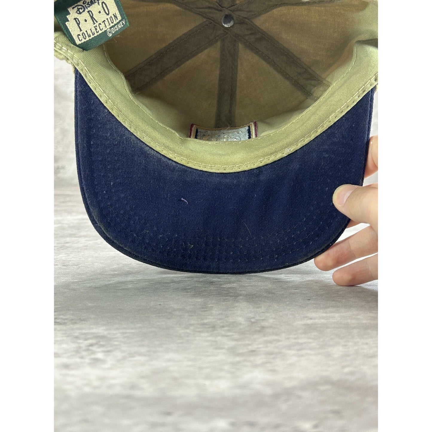 Vintage Disney Golf Embroidered Crest Logo Strapback Hat OSFA Beige