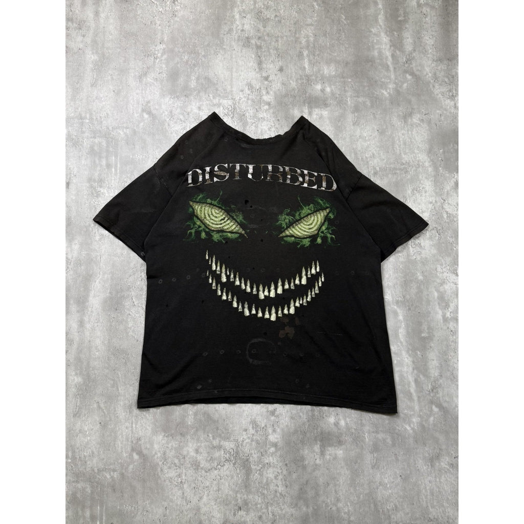 Vintage Disturbed Aslyum Heavy Metal Music Black Band T-Shirt Size XL