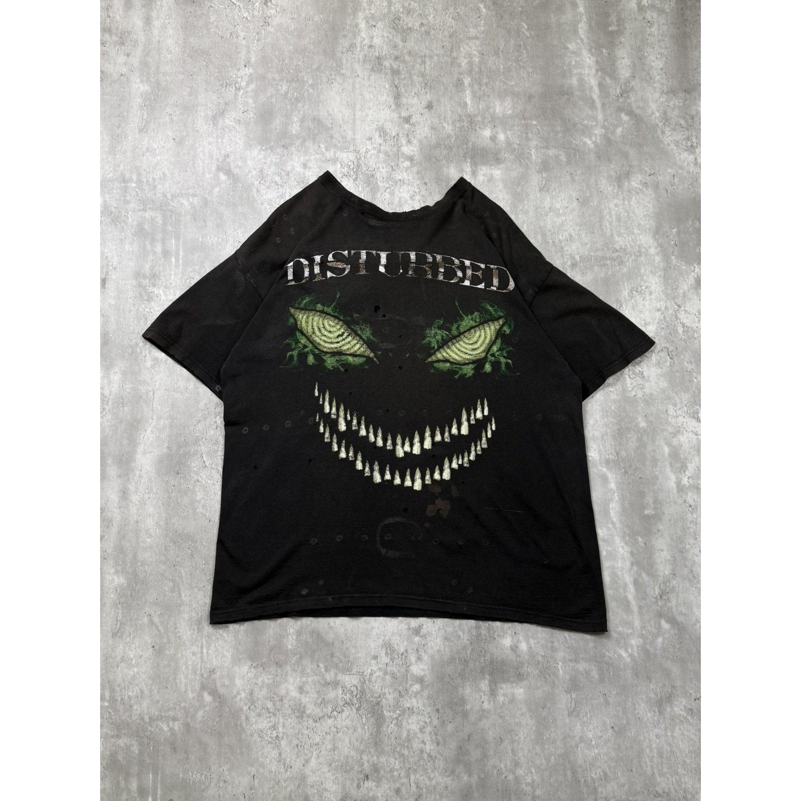 Vintage Disturbed Aslyum Heavy Metal Music Black Band T-Shirt Size XL