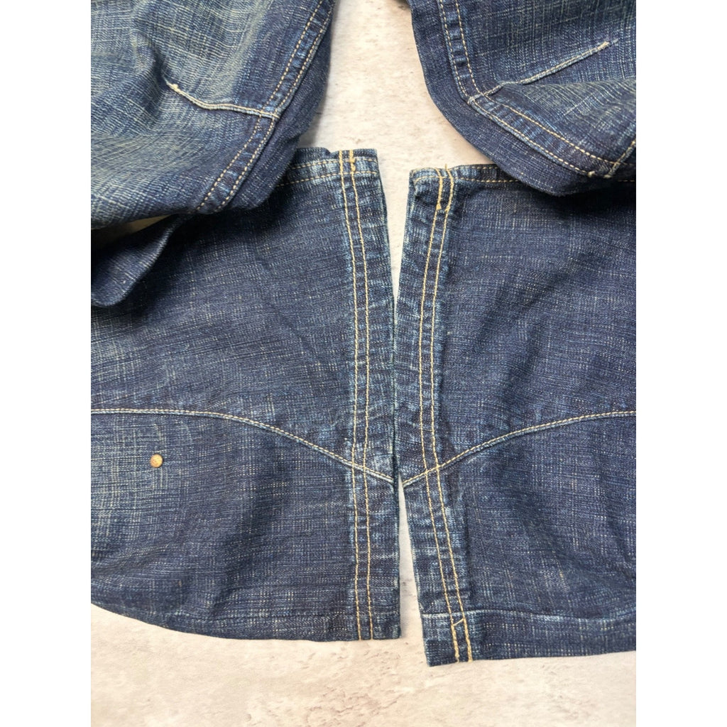 Vintage Y2K Womens Phat Farm Embroidered Spellout Dark Wash Denim Pants 29x31