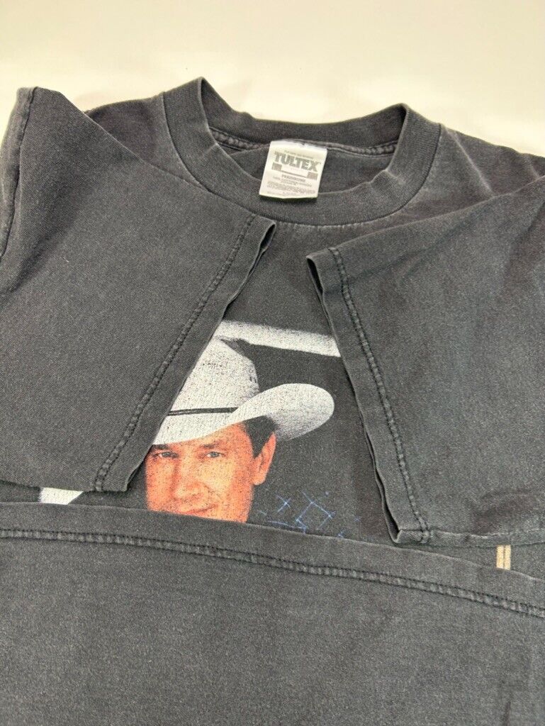 George Strait Country Music Festival Portrait Graphic T-Shirt Size Large Black