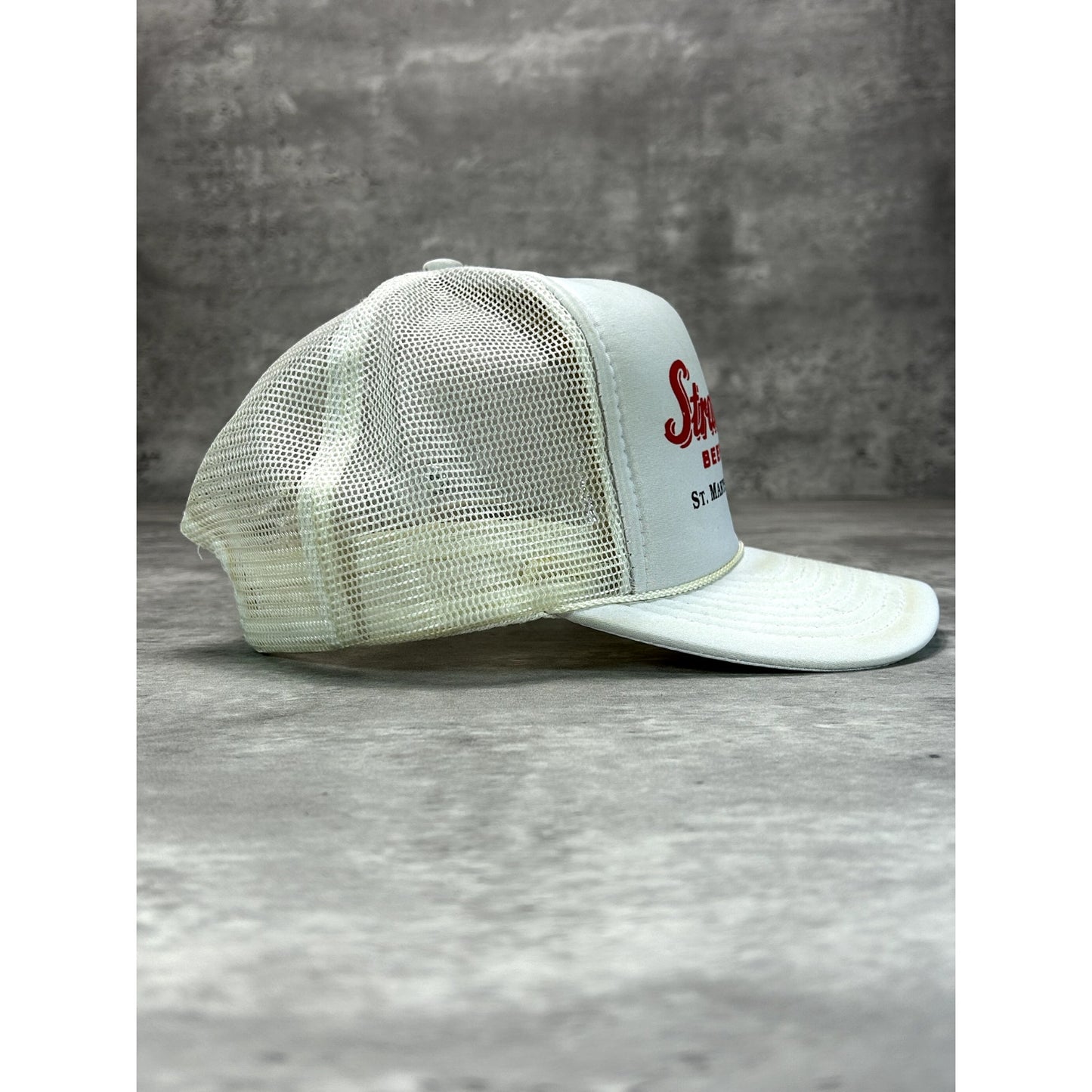 Vintage 80s/90s Straub Beer Spellout Graphic Promo Trucker Snapback Hat OSFA