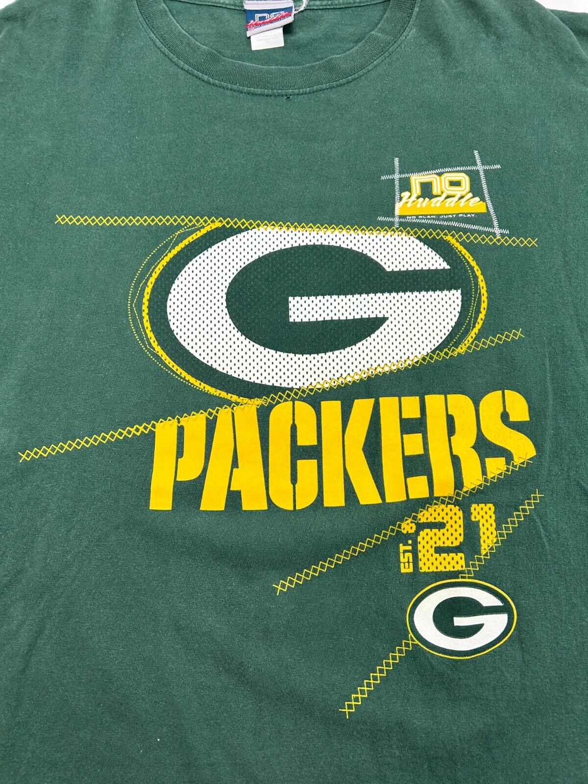 Vintage Green Bay Packers NFL Graphic Spell Out Logo Football T-Shirt Size 2XL