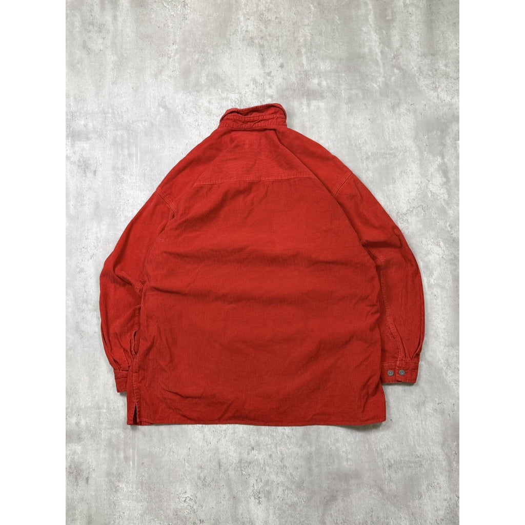 VTG Marlboro Unlimited Corduroy Long Sleeve 1/4 Zip Collared Shirt Size Large