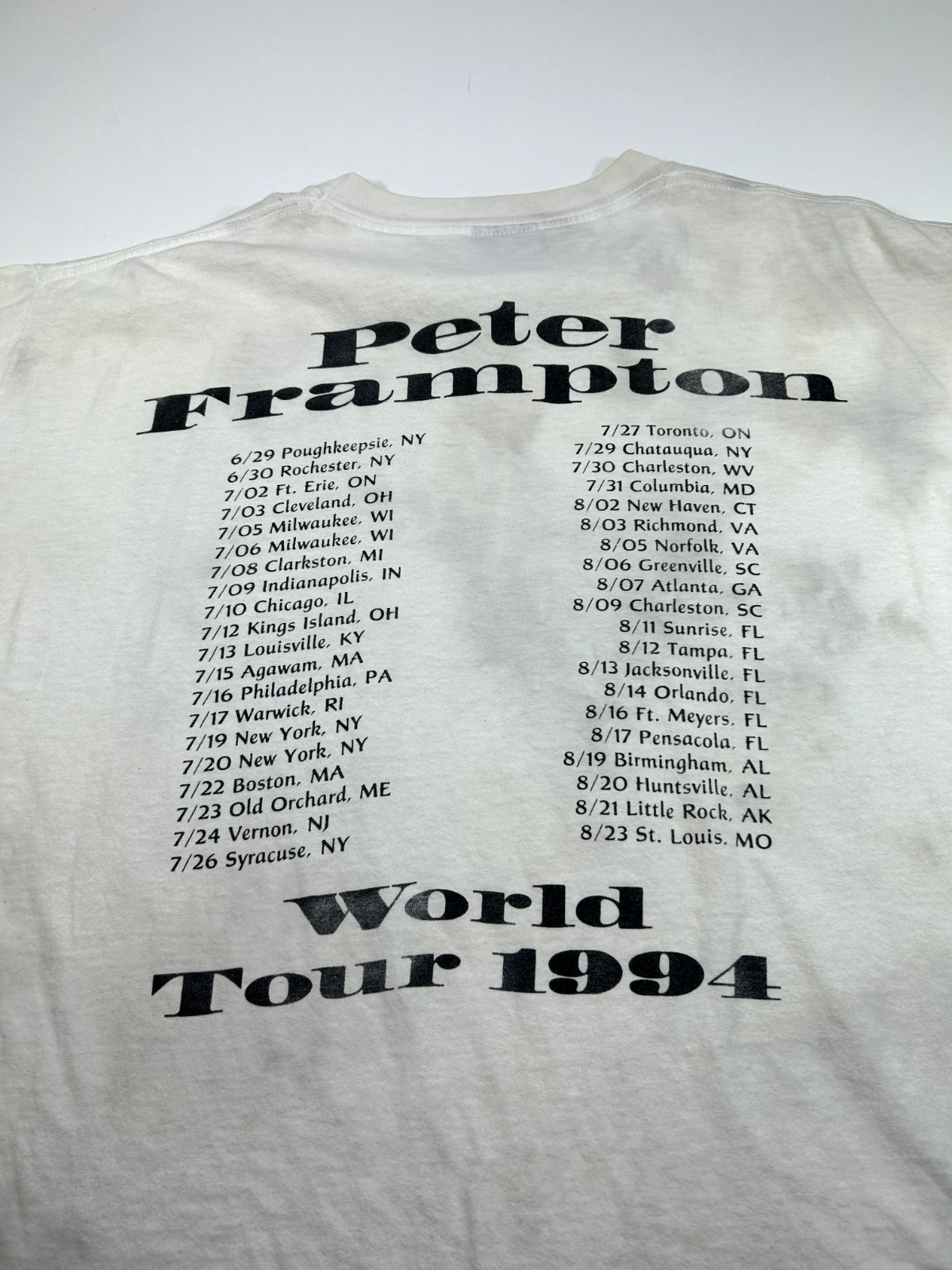 Vintage 1994 Peter Frampton Rock Music Graphic T-Shirt Size Large 90s