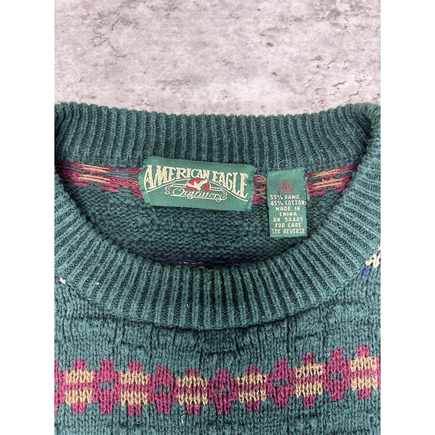 Vintage 90s American Eagle Abstract Striped Ribbed Knit Sweater Size XL