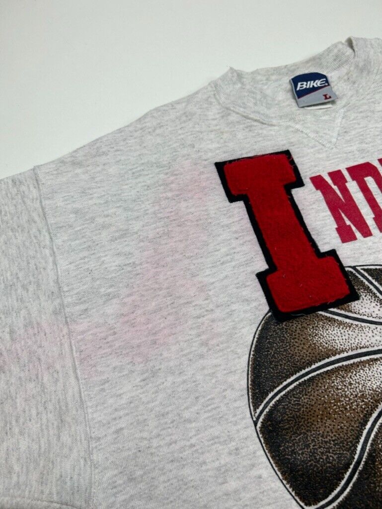 Vintage 90s Indiana Hosiers NCAA Basketball Graphic Sweatshirt Size Large Gray