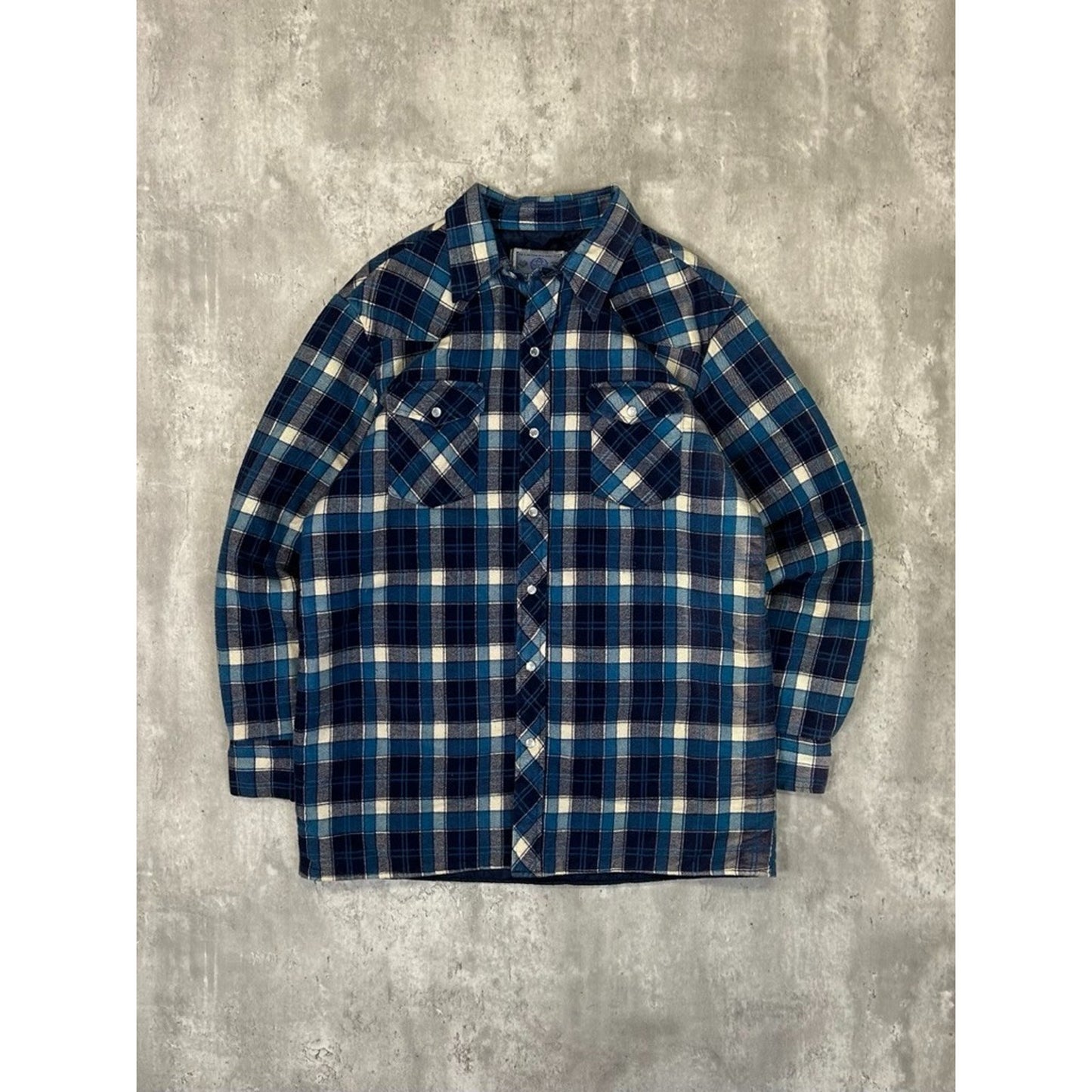 Vintage 90s Quilted Lined Plaid Double Pocket Jacket Size Large