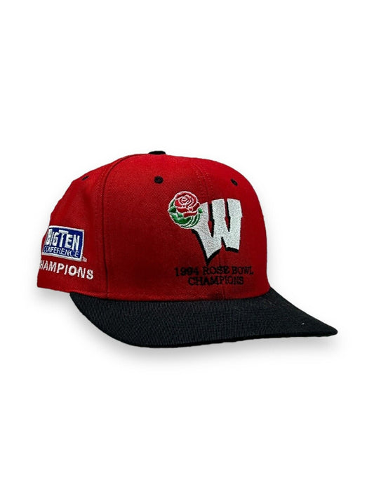 Vintage 1994 Wisconsin Badgers NCAA Rose Bowl Champs Logo Snapback Hat OSFA Red