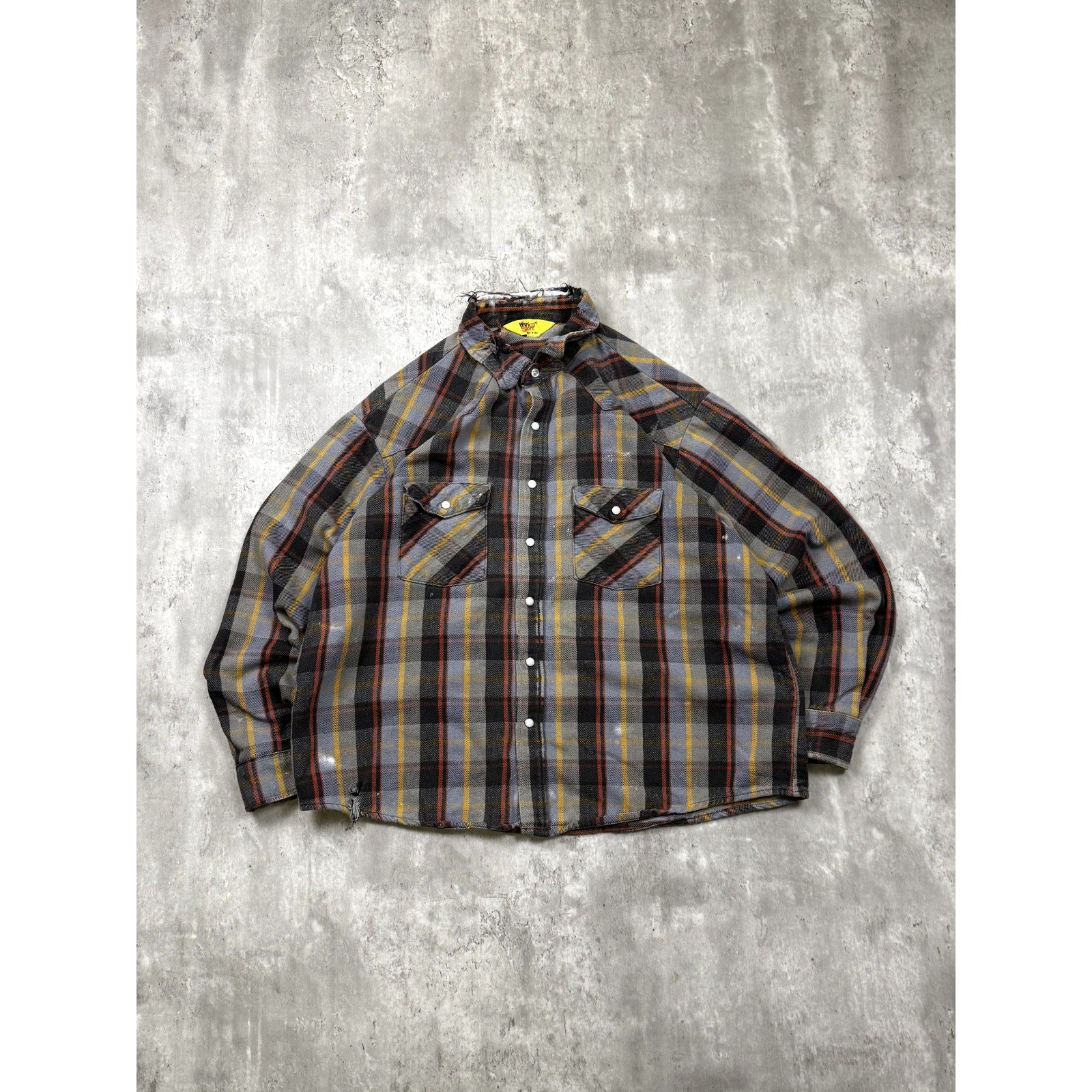 Vintage Work N' Sport Pearl Snap Long Sleeve Flannel Button Up Shirt Size XL