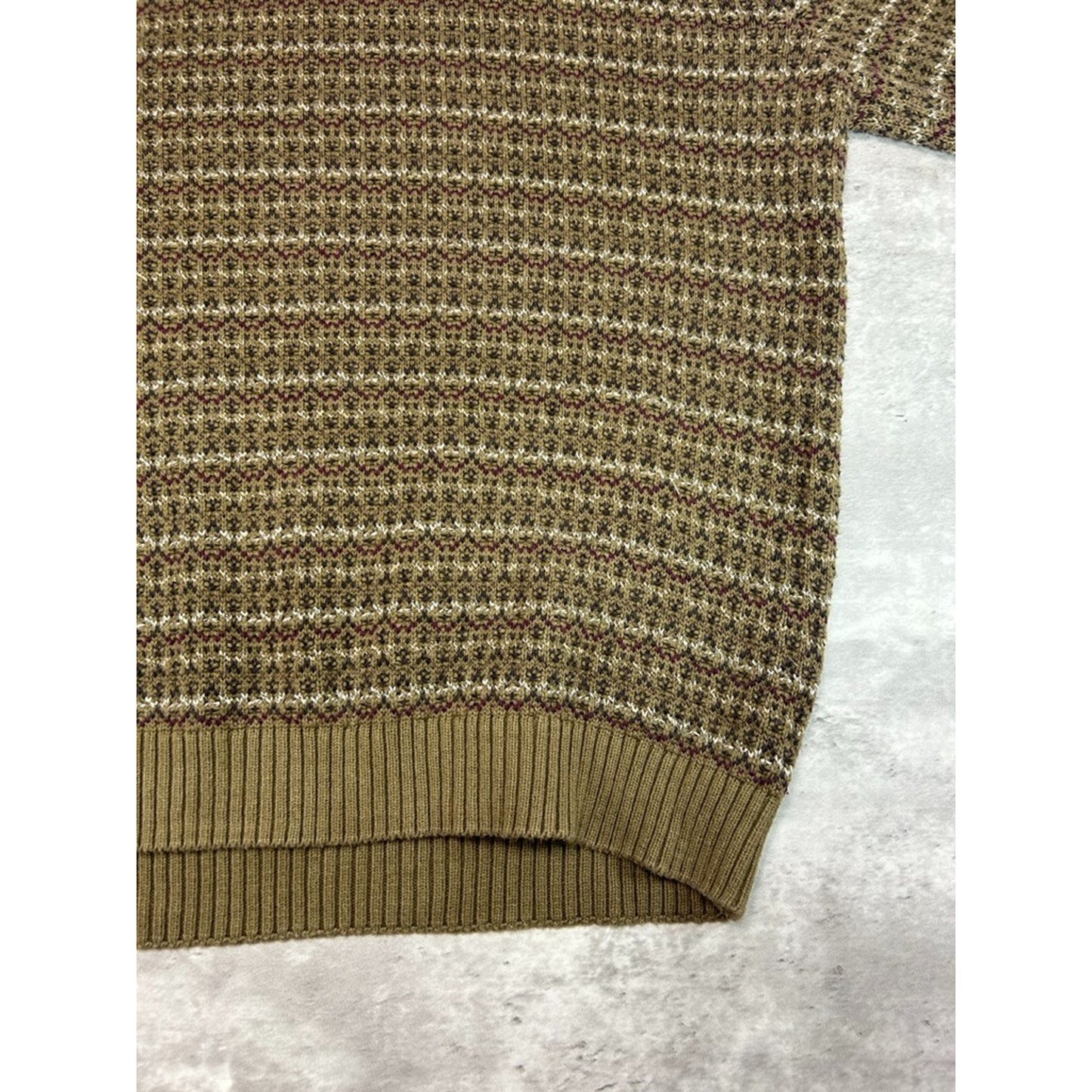 Vintage Perry Ellis Abstract Striped Ribbed Pullover Knit Sweater Size Large