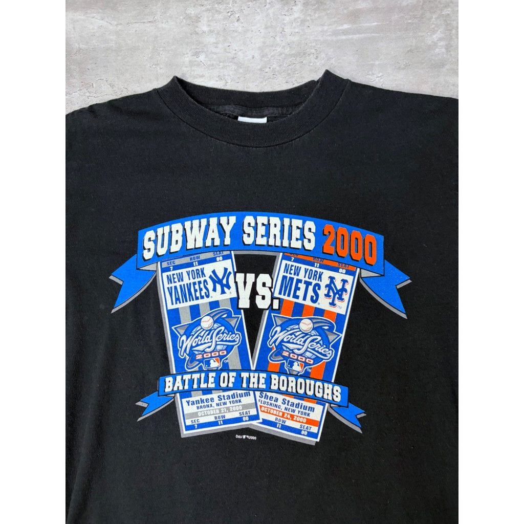 Vintage 2000 Mets Vs Yankees MLB Subway Series Ticket Graphic T-Shirt Sz Medium