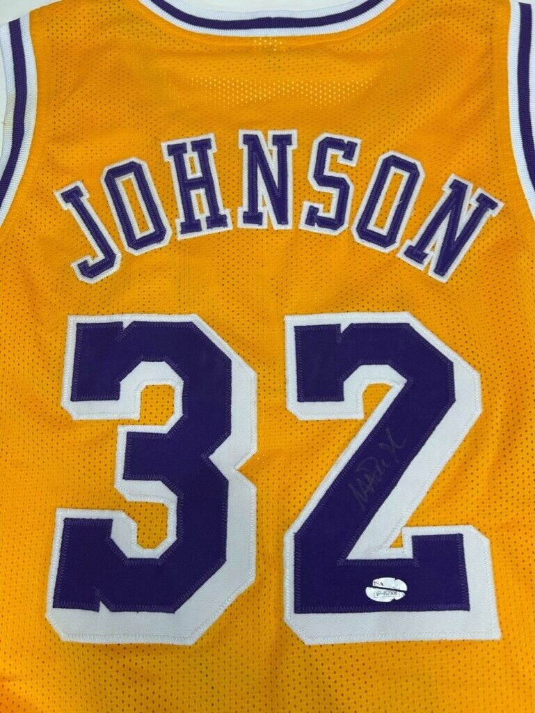 Vintage Magic Johnson #32 Los Angeles Lakers Stitched Jersey Size 2XL Yellow