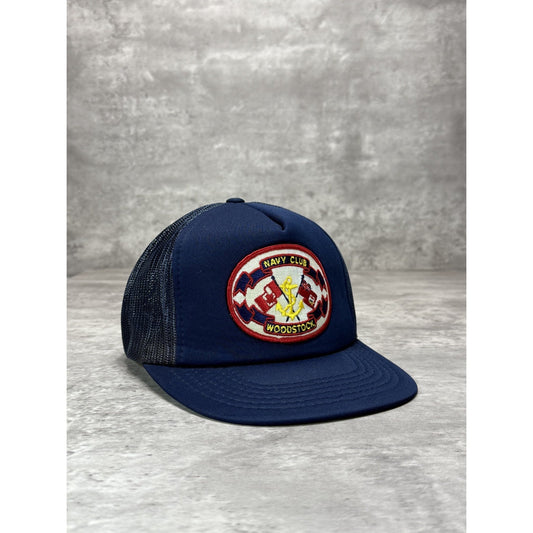 Vintage 80s/90s Navy Club Woodstock Embroidered Trucker Snapback Hat OSFA