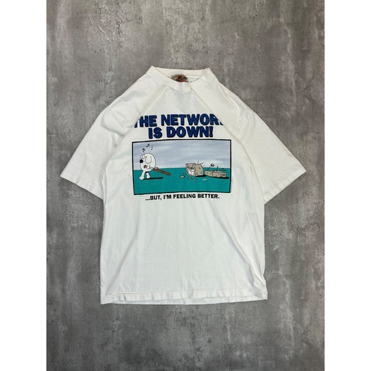 Vintage Farside The Network Is Down Cartoon Graphic T-Shirt Size XL