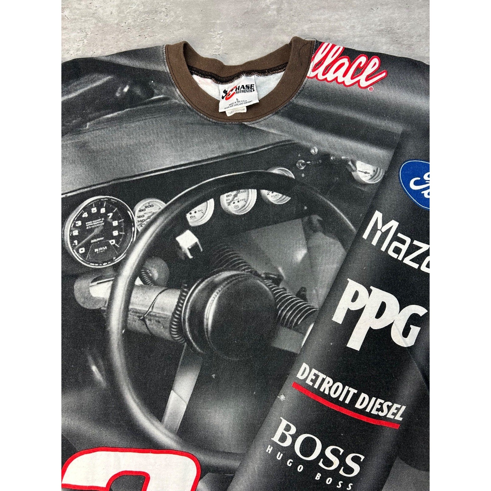 Vintage 90s Rusty Wallace #2 Miller Lite Nascar All Over Print T-Shirt Sz Large