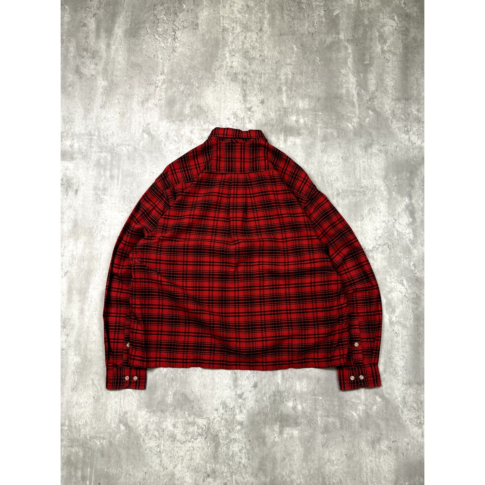 Vintage Tommy Hilfiger Embroidered Crest Plaid Cropped Button Up Shirt Sz Medium