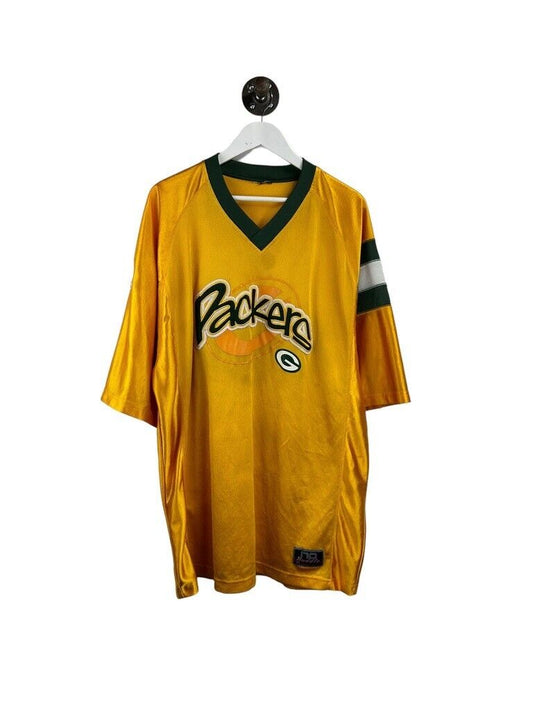 Vintage Green Bay Packers NFL Embroidered Spellout Logo Jersey Size XL Yellow