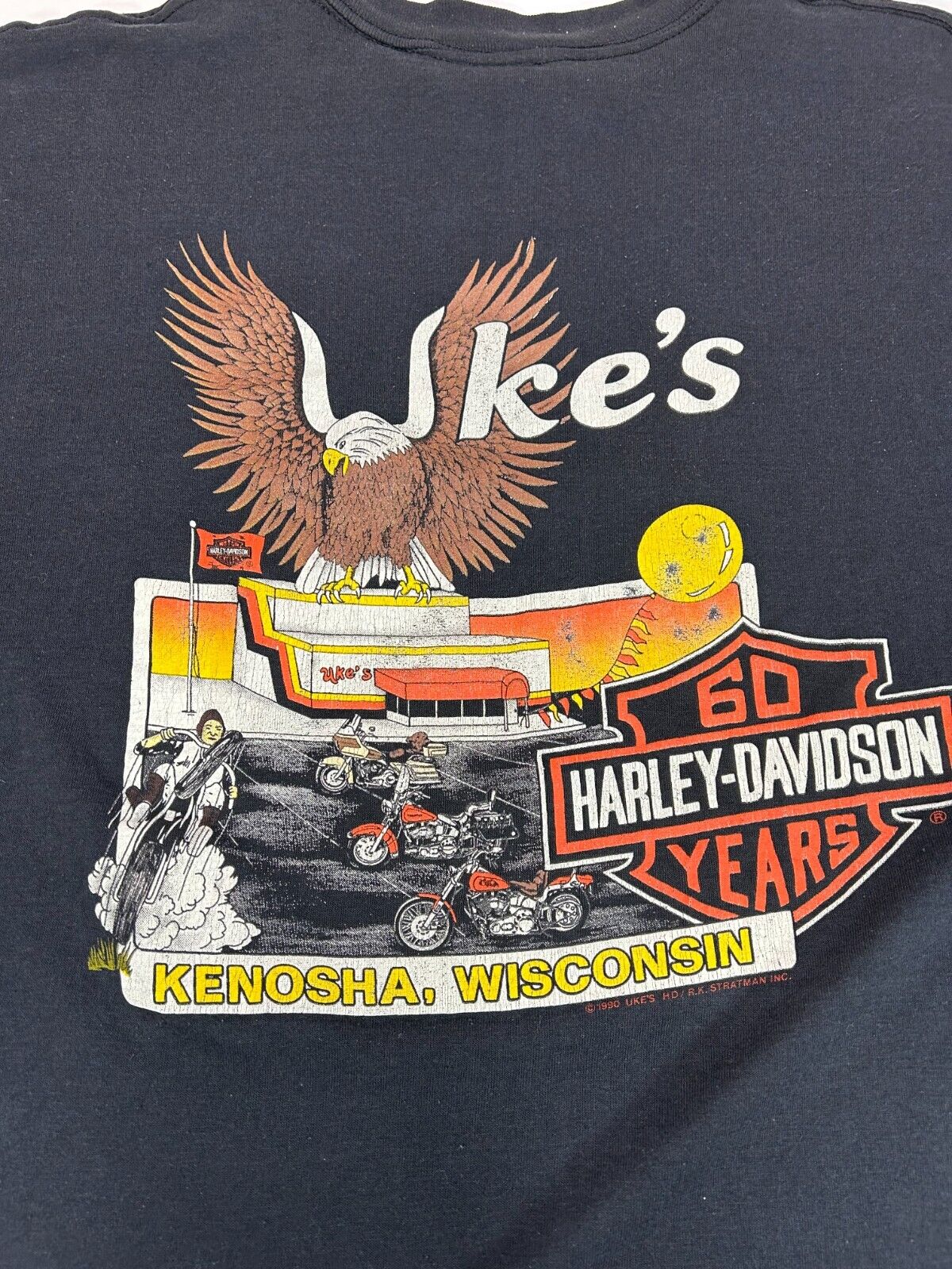 Vintage 1990 Harley Davidson 60 Year Anniversary Graphic T-Shirt Size 4XL