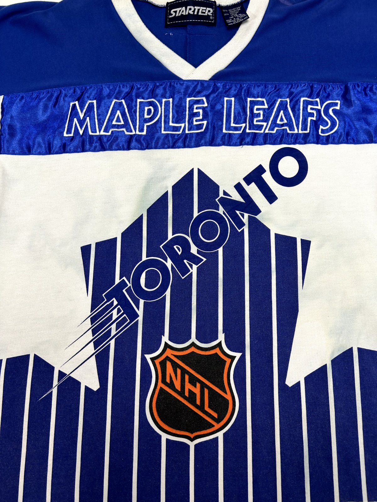 VTG 80s Toronto Maple Leafs NHL Campbell Conference AOP Hockey Jersey Size XL