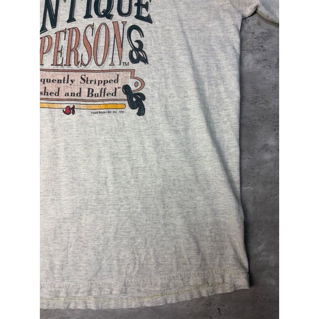 Vintage 1993 Genuine Antique Person Comedy Slogan Graphic T-Shirt Size Large