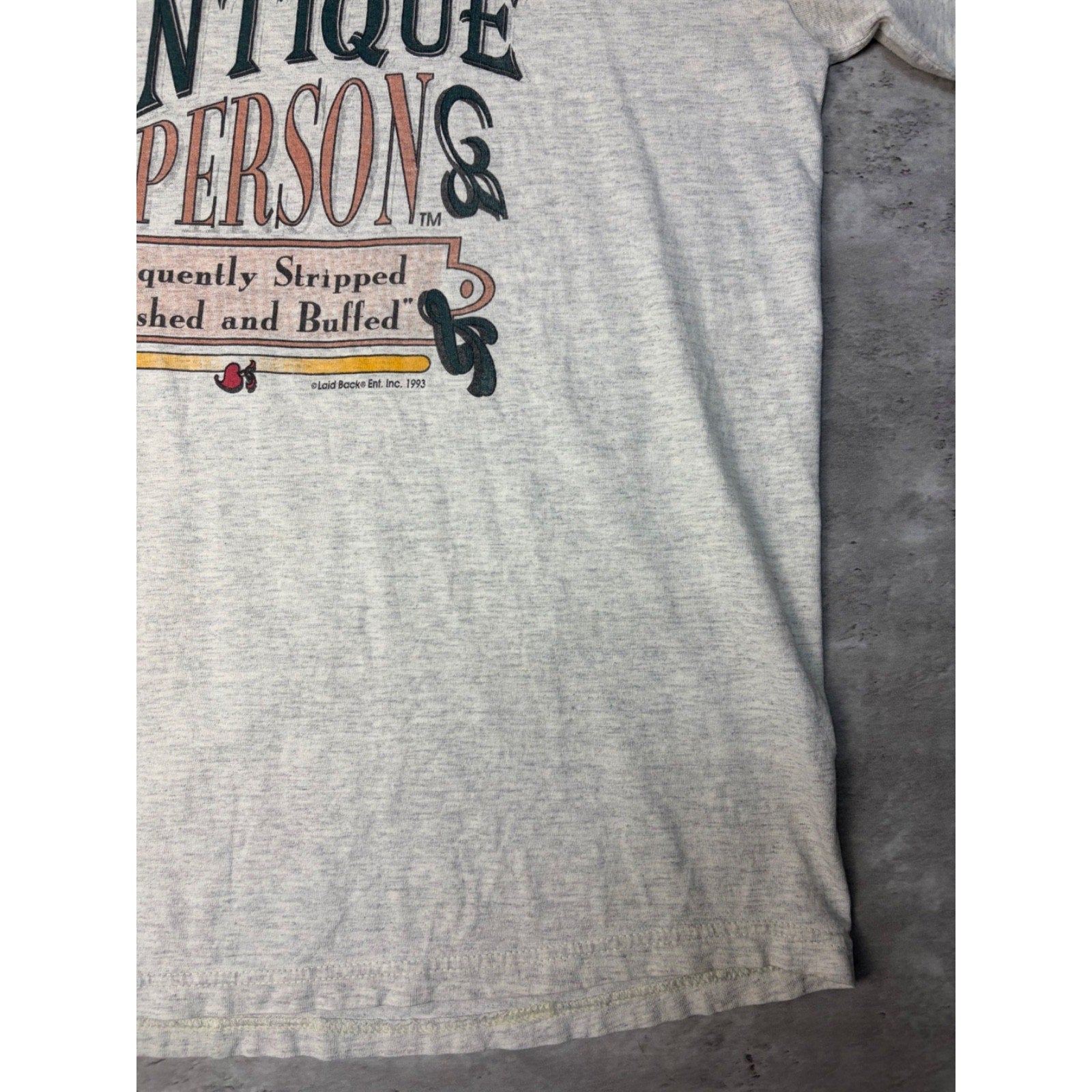 Vintage 1993 Genuine Antique Person Comedy Slogan Graphic T-Shirt Size Large