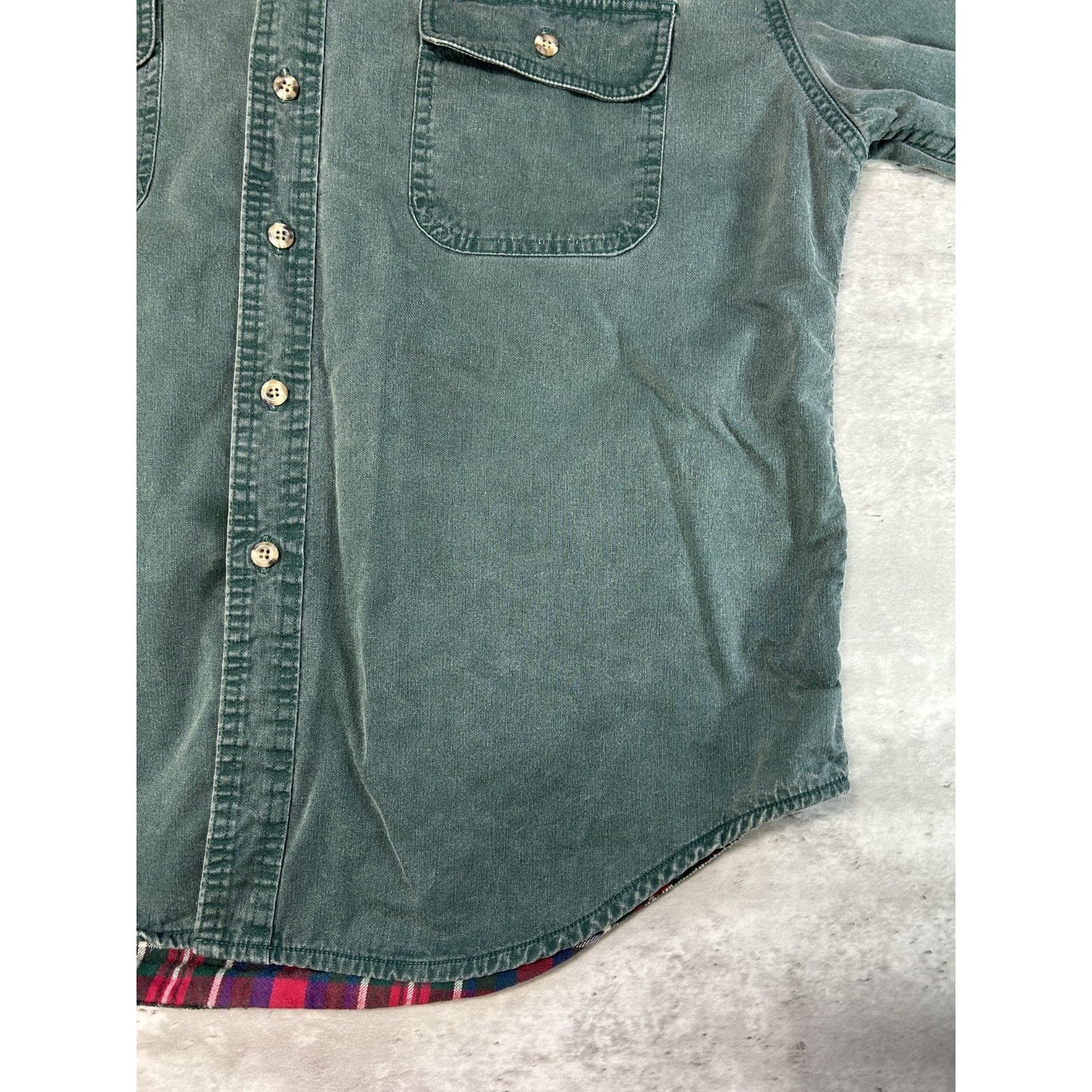 Vintage 90s Eddie Bauer Long Sleeve Double Pocket Button Up Shirt Size Large