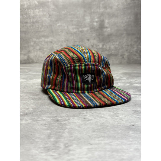 Vintage Striped Elephant Patch Multi Color Strapback Hat OSFA