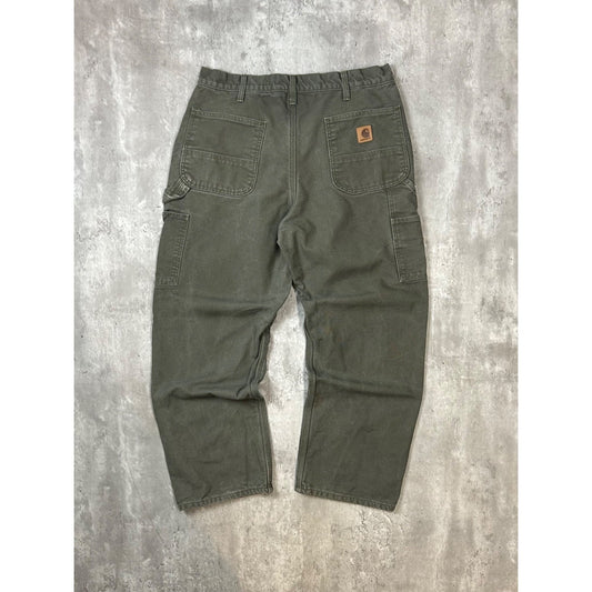 Vintage Carhartt Plaid Lined Canvas Workwear Carpenter Pants Size 34