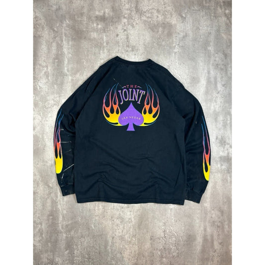 Vintage 90s Hard Rock Cafe Las Vegas Flame Print Long Sleeve T-Shirt Size XL