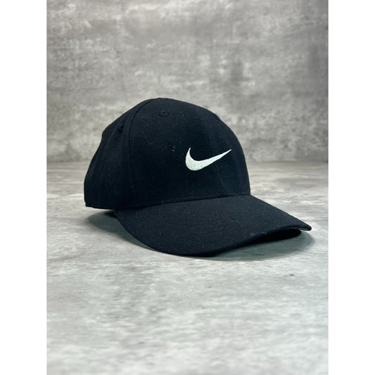 Vintage 90s Nike Embroidered Swoosh Fitted Hat 7 1/8 Black