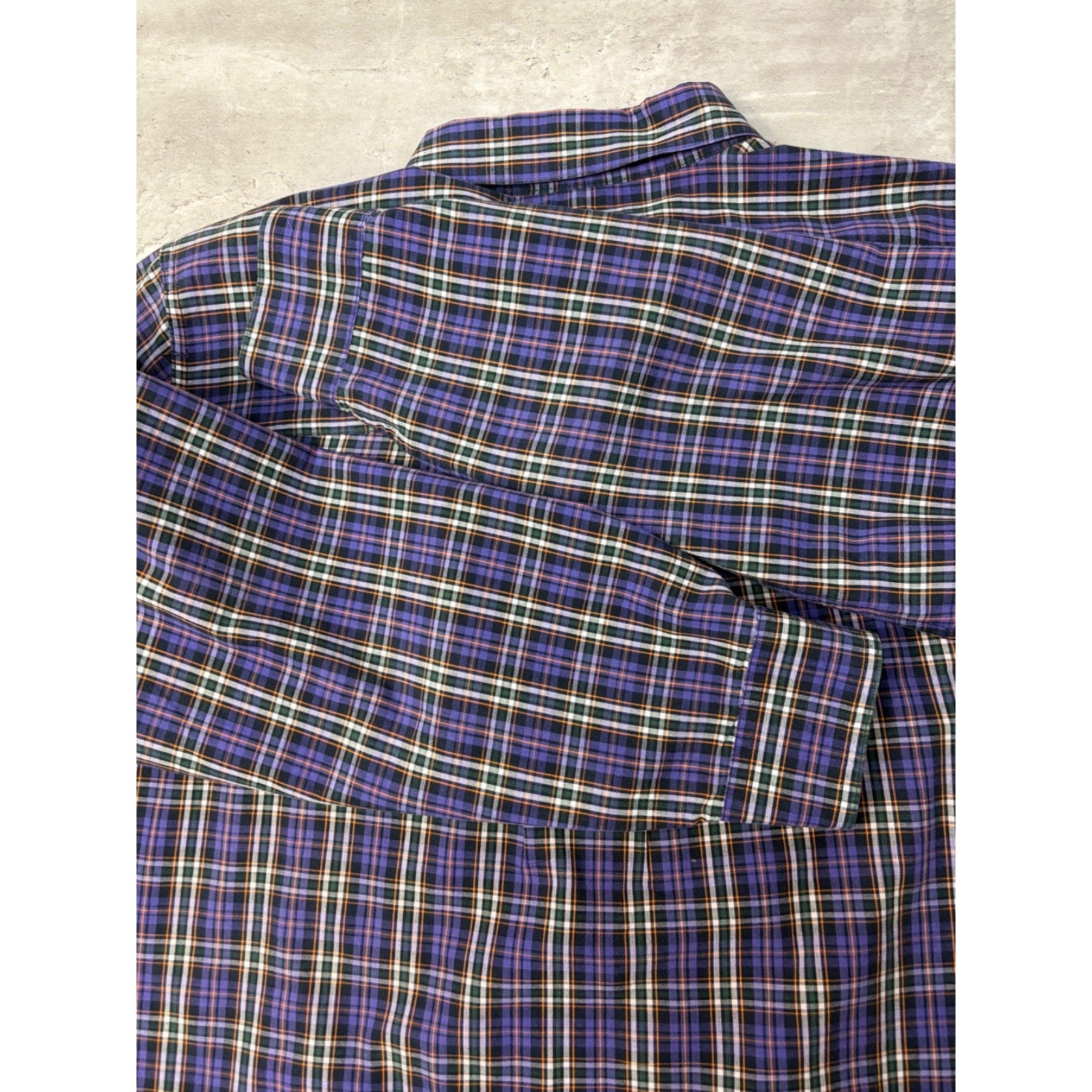 Vintage Chaps Embroidered Crest Plaid Cropped Button Up Shirt Size XL
