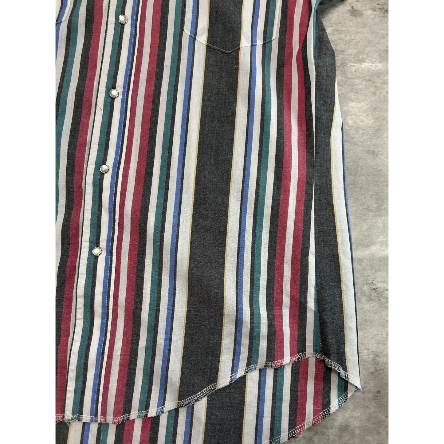 Vintage 80s Wrangler Pearl Snap Striped Long Sleeve Button Up Shirt Size Large