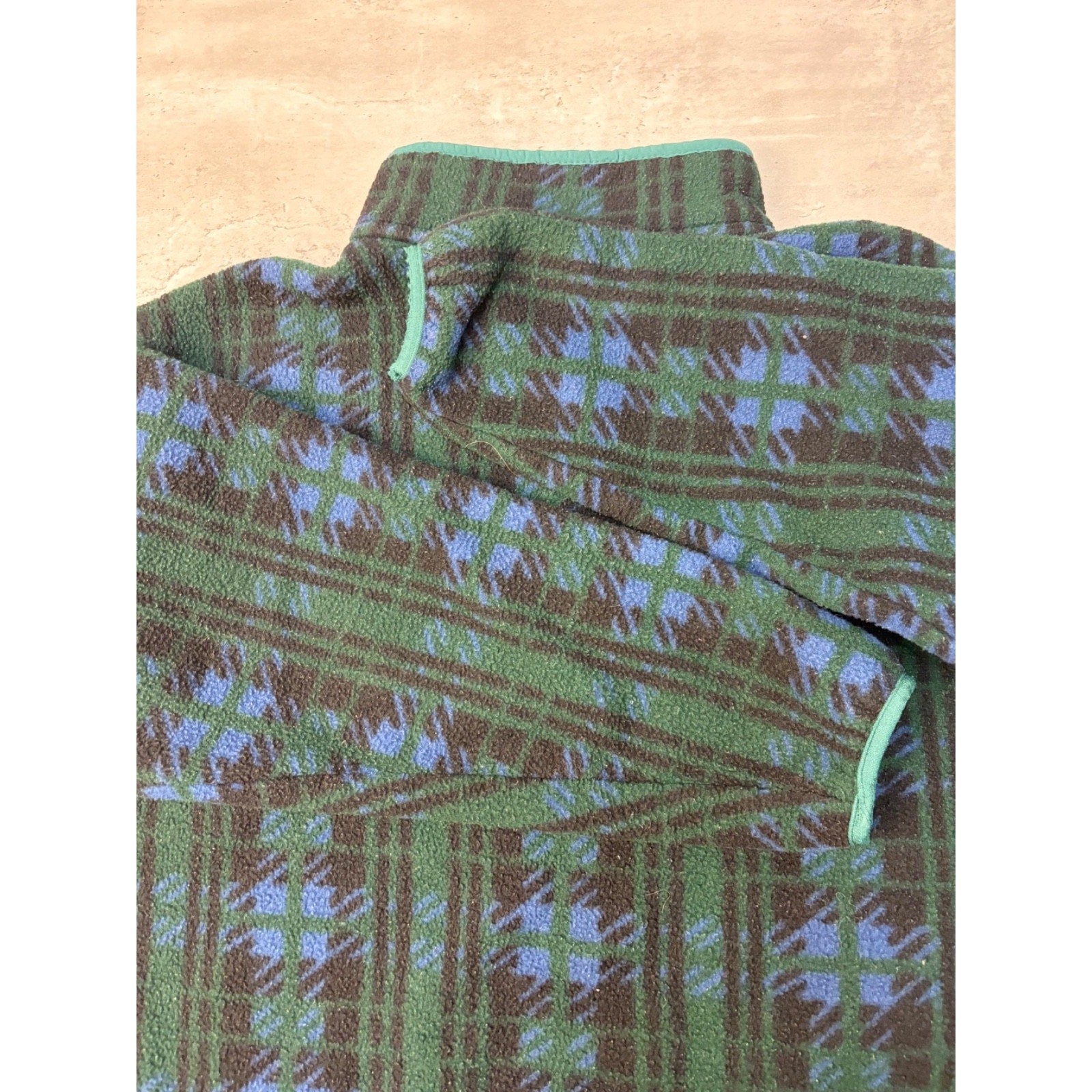 Vintage L.L. Bean Plaid 1/4 Button Fleece Pullover Sweatshirt Size Large