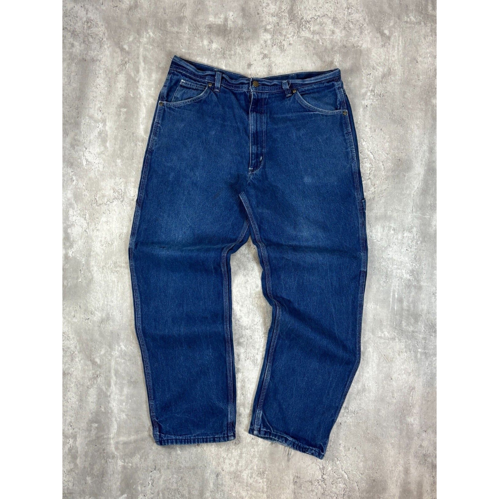 Vintage Key Workwear Dark Wash Carpenter Pants Size 35 Blue
