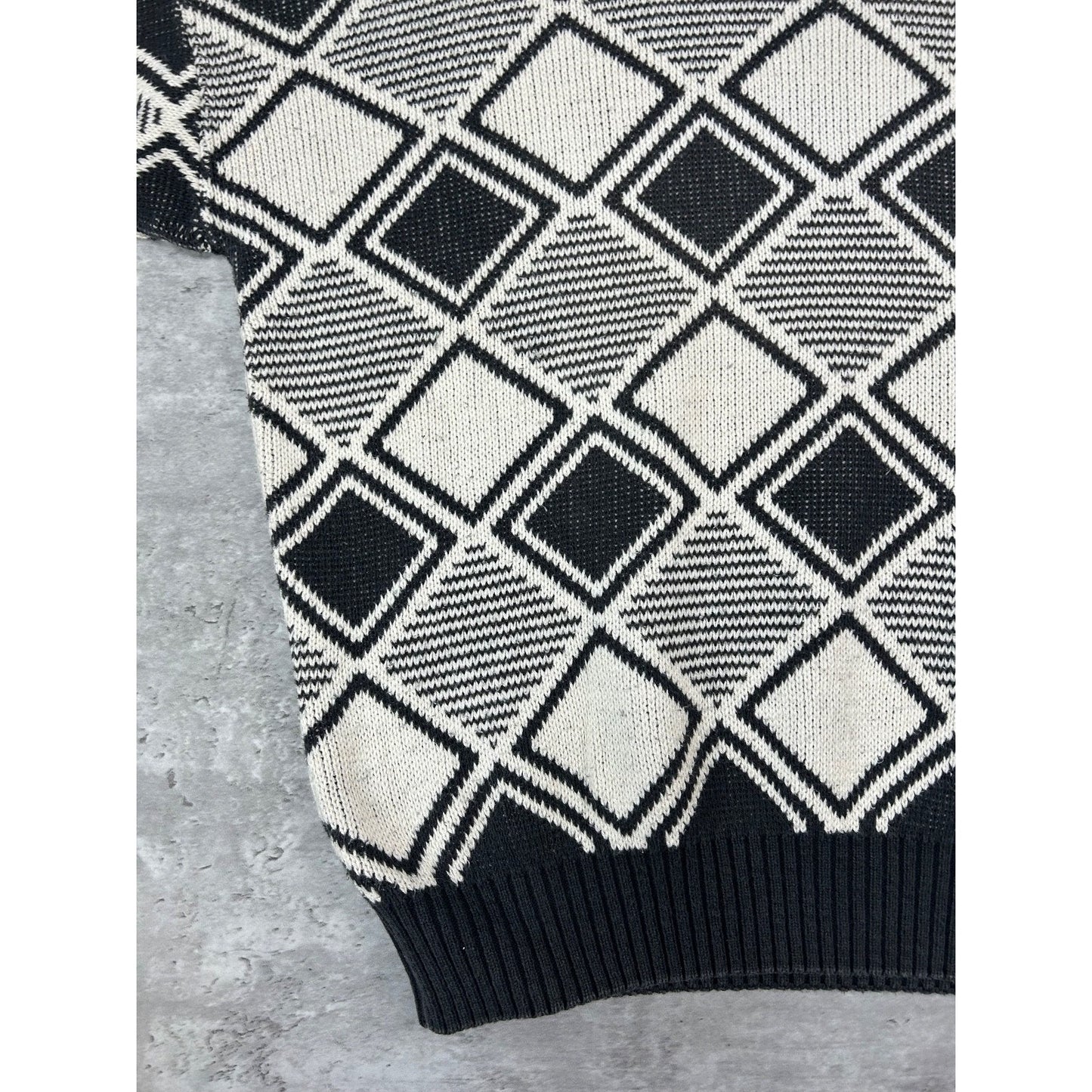 Vintage 90s Ron Chereskin Diamond Checkered Print Knit Sweater Size Large