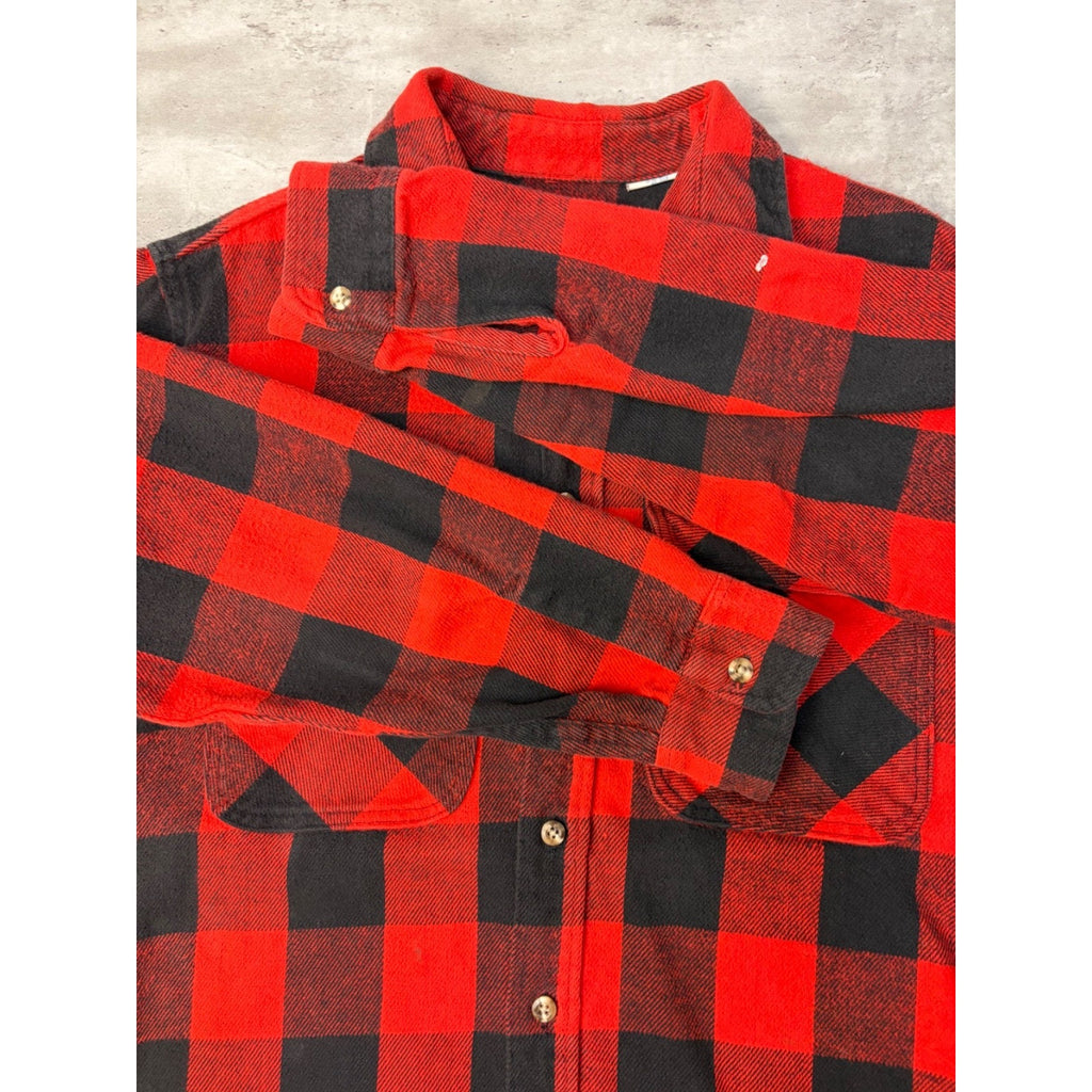VTG 90s Private Property Plaid Long Sleeve Flannel Button Up Shirt Size Large