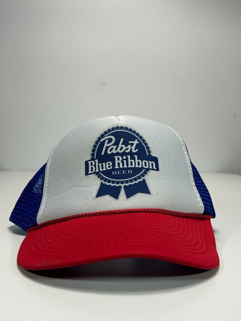 Vintage 80s/90s Pabst Blue Ribbon Beer Promo Trucker Snapback Hat OSFA