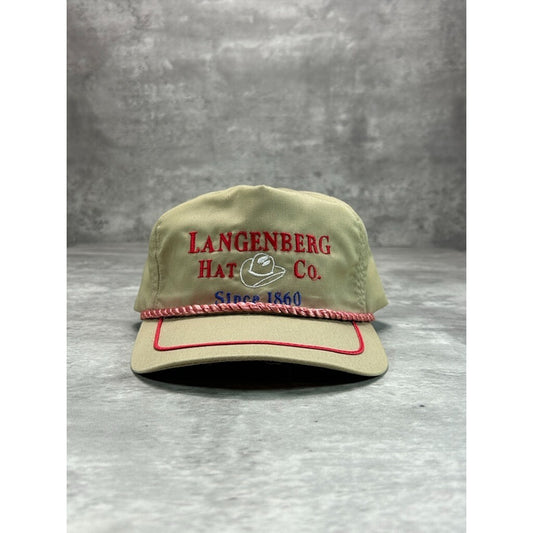Vintage Langenberg Hat Co Embroidered Spellout Snapback Hat OSFA Beige