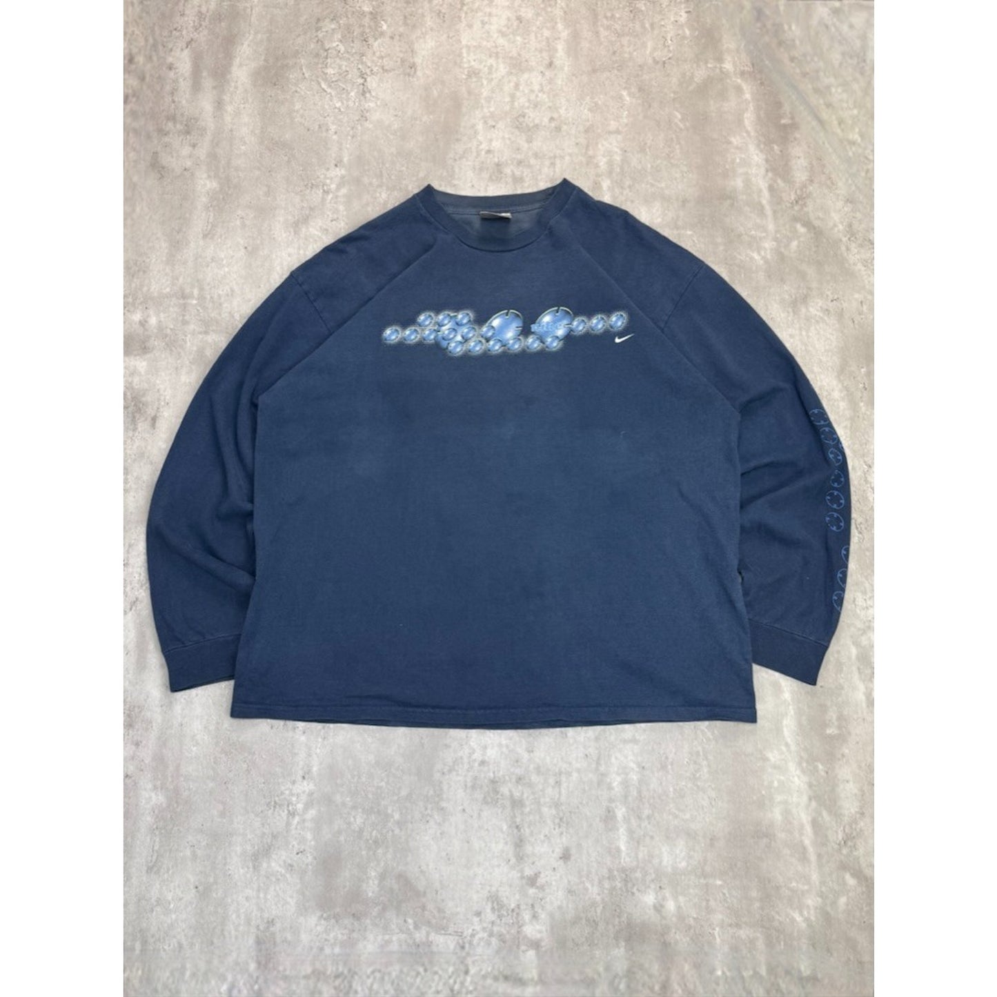 Vintage 2000s Nike Spellout Swoosh Long Sleeve T-Shirt Size XL Blue
