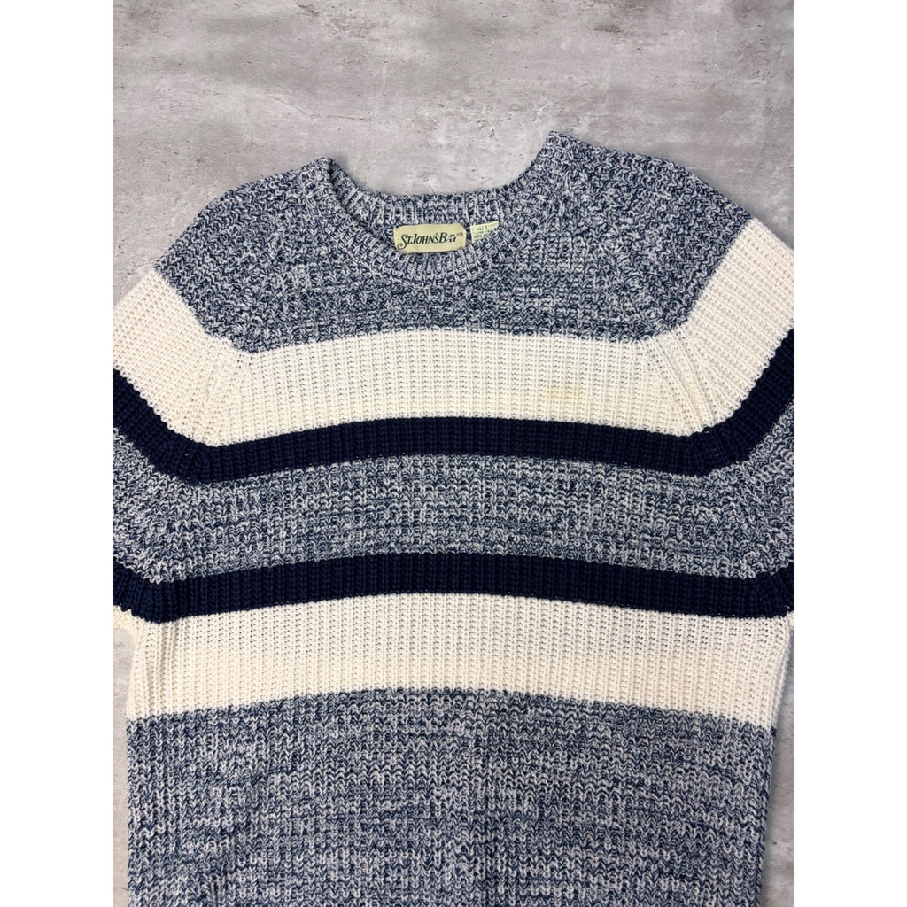 Vintage St Johns Bay Striped Pullover Knit Sweater Size Large Tall